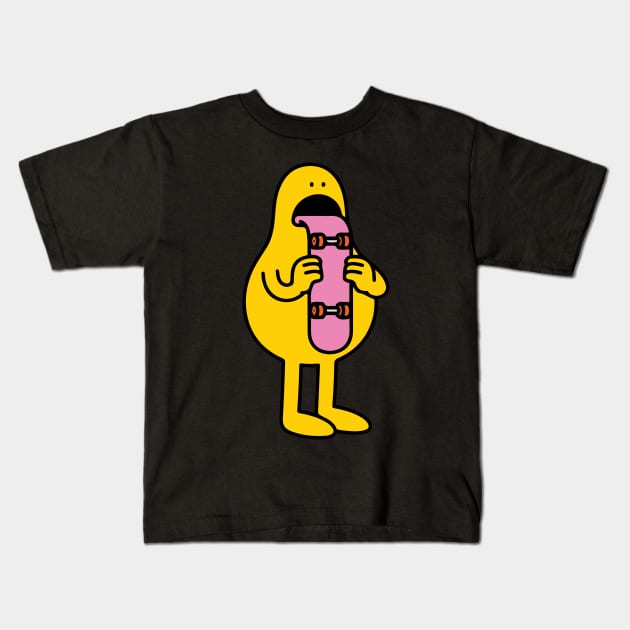 Smiley Skater Blob Kids T-Shirt by ayeyokp